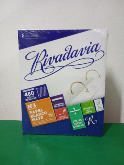 Repuesto Rivadavia 480 Hojas Número 3 Rayado con Refuerzo