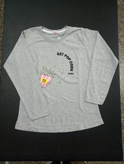 Gris / Pochoclo - Remera Manga Larga Infantil