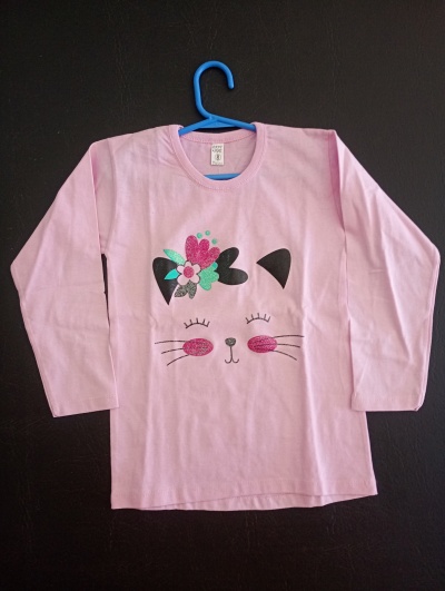 Gatito / Rosa - Remera Manga Larga Infantil